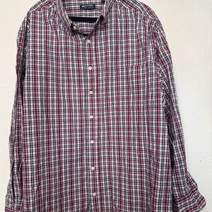 Puritan Men's Red and Blue Plaid Button Down Shirt